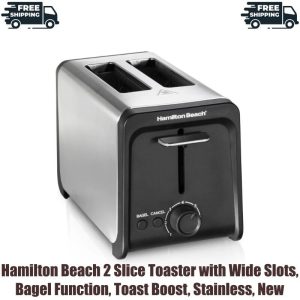 Hamilton Beach 2 Slice Toaster with Wide Slots, Bagel Function, Toast Boost, Sta