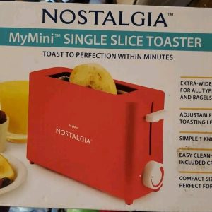 Nostalgia Mymini Red Electric Single Slice Small Toaster- NEW