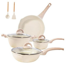 Pots and Pans Set Ultra Non Stick, 13 Pcs Cookware Sets with Silicone Cream