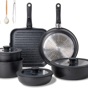 Pots and Pans Set Non Stick 25Pcs, Cookware Set with Removable Handle, Induction