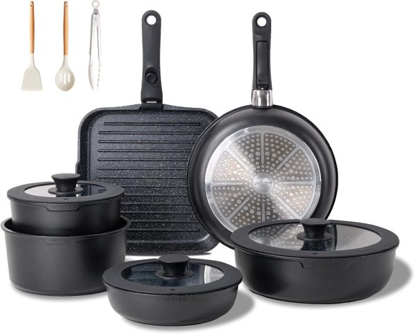 Pots and Pans Set Non Stick 25Pcs, Cookware Set with Removable Handle, Induction