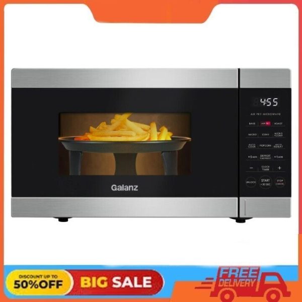 Galanz 0.9 Cu ft Air Fry Countertop Microwave, 900 Watts, Stainless Steel, New