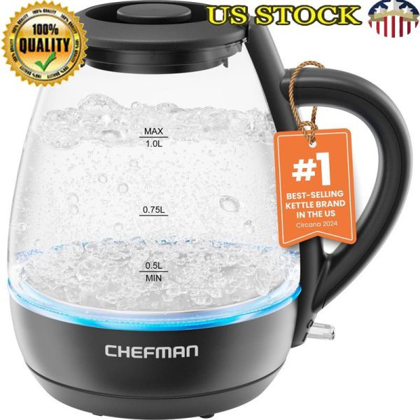 Electric Glass Kettle Fast Boil 1L Cordless W/ LED Indicator Auto Shutoff New