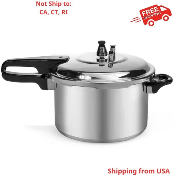 8 qt. Aluminum Stovetop Pressure Cooker Pot with Steam Release Valve