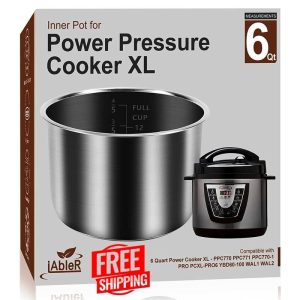 Power Pressure Cooker XL Inner Pot Replacement Stainless Steel Cookers XL 6 Qt