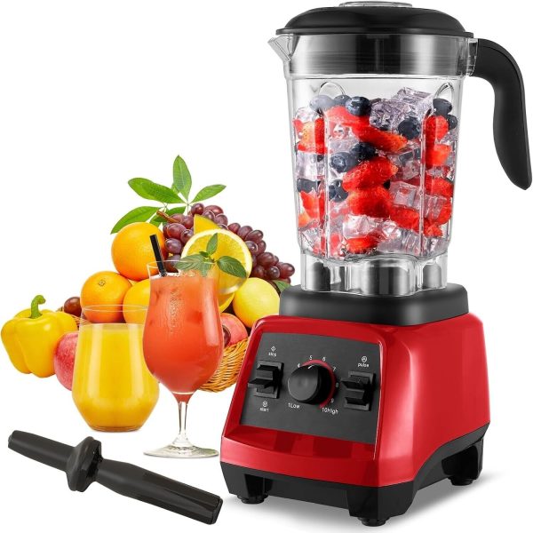 Stylish Countertop Blender – 1800W Ice Crusher with Multi-Speed Control in Red