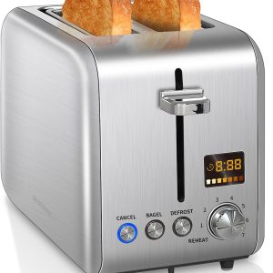 SEEDEEM Toaster 2 Slice, Stainless Steel Bread Toaster Color LCD Display,7 Bread