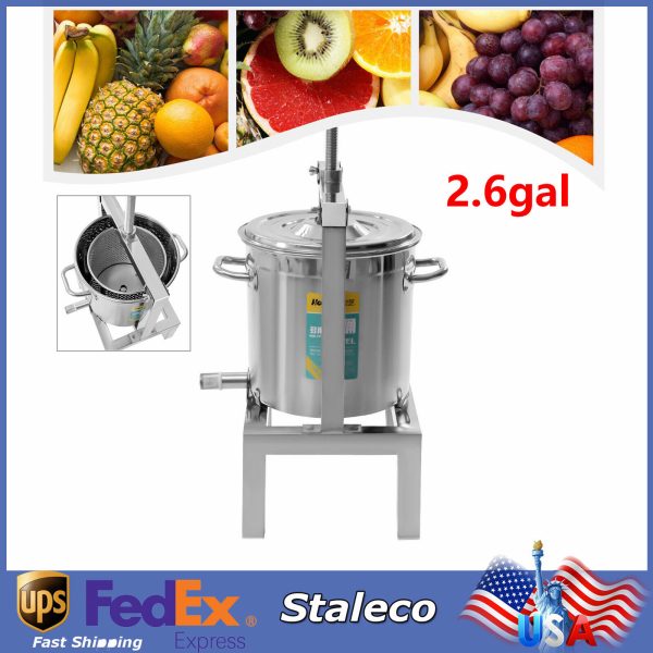 2.6gal Fruit Wine Cider Press Apple Grapes Crusher Juice Maker Juicer Making