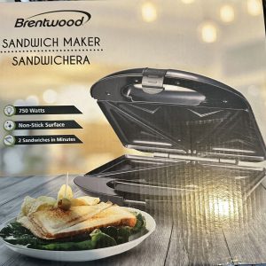 Brentwood TS-240B Non-Stick Compact Dual Sandwich Maker 750W Black & Silver NEW