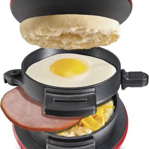 Breakfast Sandwich Maker Sandwich Toaster Press With Egg Cooker Ring Red