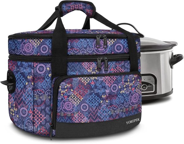 2 Layer Slow Cooker Carrier Compatible With 6 7 8 Quart Crock-Pot Insulated Bag