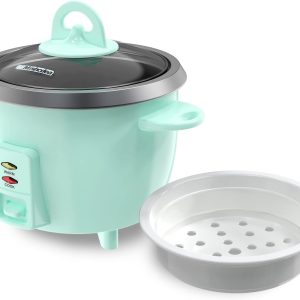 Small Rice Cooker 3 Cups Uncooked, Electric Mini Rice Cooker with Steamer Bas…