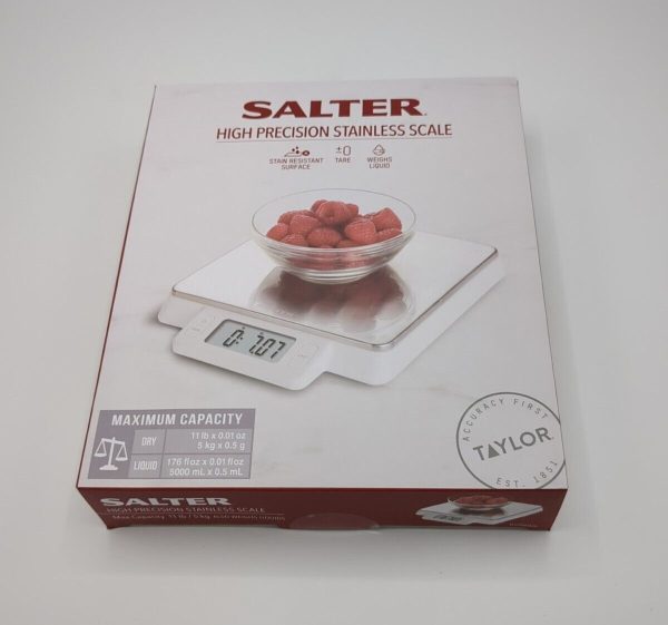 Salter 1078SS White Digital Kitchen Scale with Stainless Steel Platform (New)