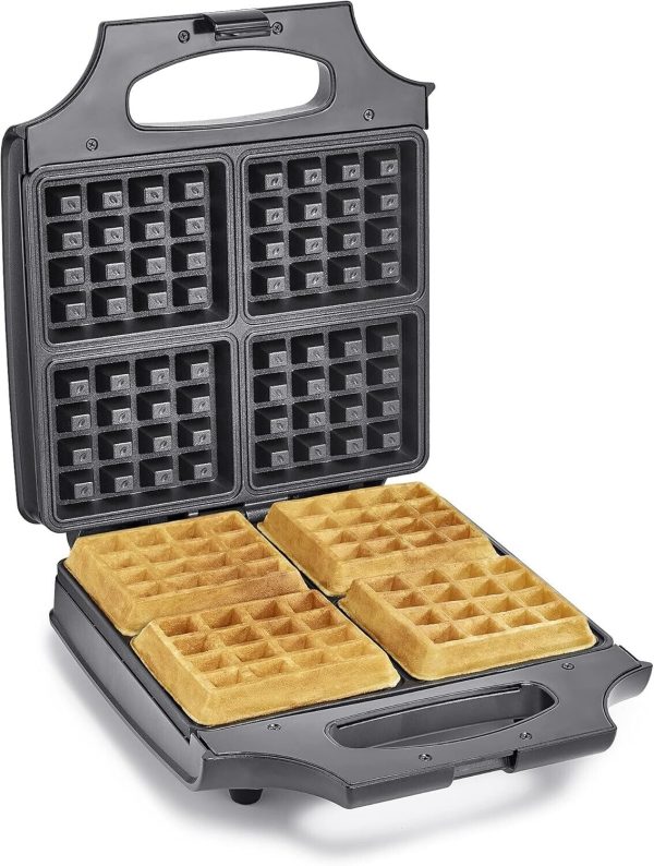 Classic Waffle Iron, 4 Square Belgian Waffle Maker, Non-Stick Extra Large Plates