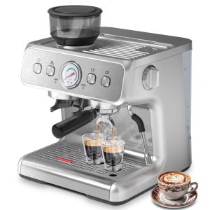 15 Bar All-in-one Espresso Coffee Machine with 2.8L Water Tank, 1&2 Cups