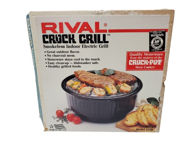 Vintage Rival Crock Grill Smokeless Indoor Electric Grill Model 5750 NOS