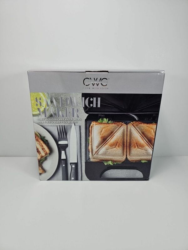 COOK WITH COLOR Sandwich Maker – 750-Watt, Non-Stick Plates, Easy-to-Clean, Cool