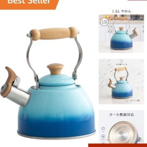 Ergonomic Handle Tea Kettle – Food Grade Stainless Steel – Whistling – 1.6 Quart