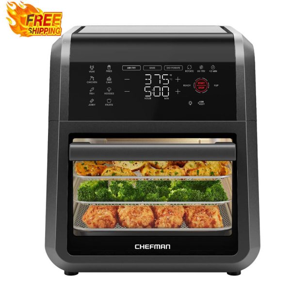 12-Quart 6-in-1 Air Fryer Countertop Convection Oven W/Digital Timer Touchscreen