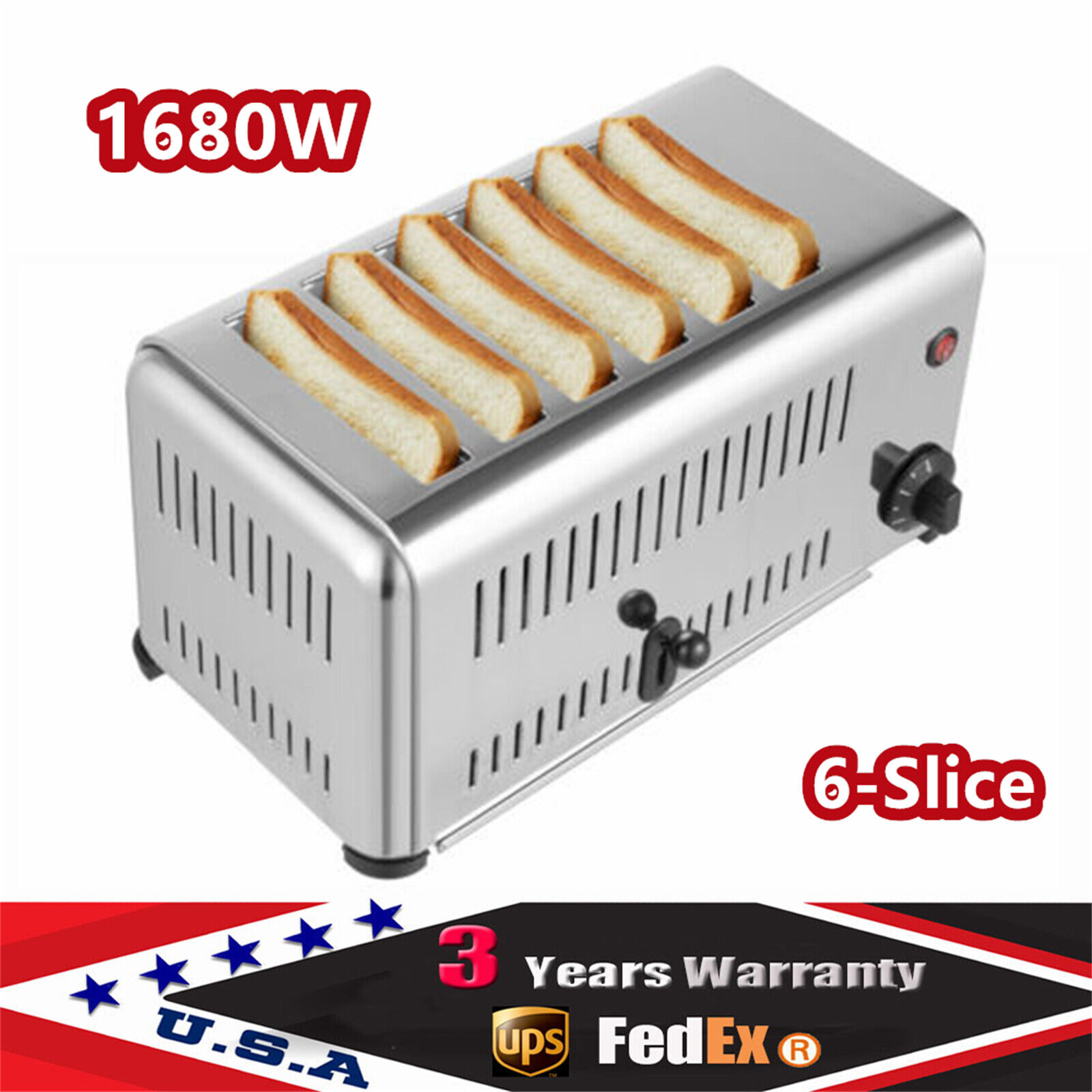 6 Slices/H 1680w Commercial Conveyor Toaster Heavy Duty Electric Baking Machine