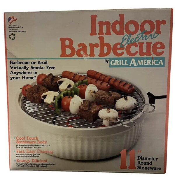 New Vintage Electric Indoor Barbecue by Grill America Stoneware 11″ Diameter