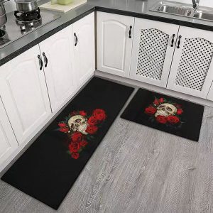 2Pcs Kitchen Mat Cushioned Anti-Fatigue Floor Mat Non-Slip Standing Door Mat