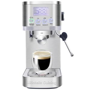 Espresso Machine 20 Bar, LED Display Espresso Maker with Steam Milk Frother f…