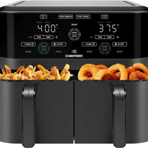 Dual Basket Air Fryer W/ Digital Touchscreen, 2 Independent 3 Qt Baskets, Sync F