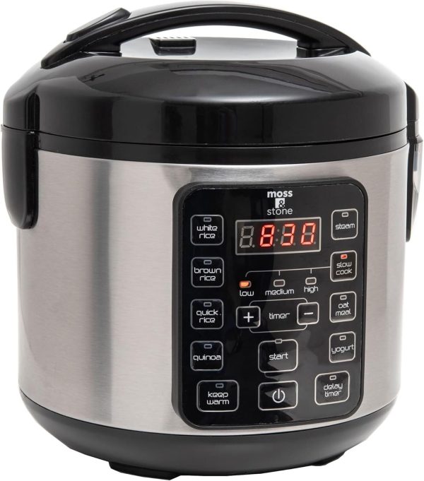 Moss&Stone Small Digital Electric Rice Cooker 4-8 Cup 10 Preset Setting Steamer