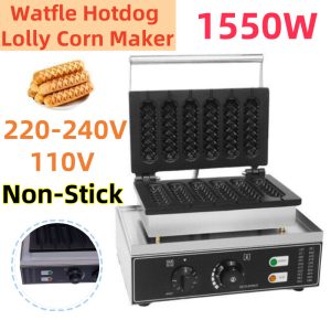 1550W Commercial Electric 220/110V Lolly Corn Maker Machine Hotdog Waffle Makers