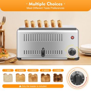 Commercial Stainless Steel Electric 6 Slice Toaster Machine Cool Touch Toaster