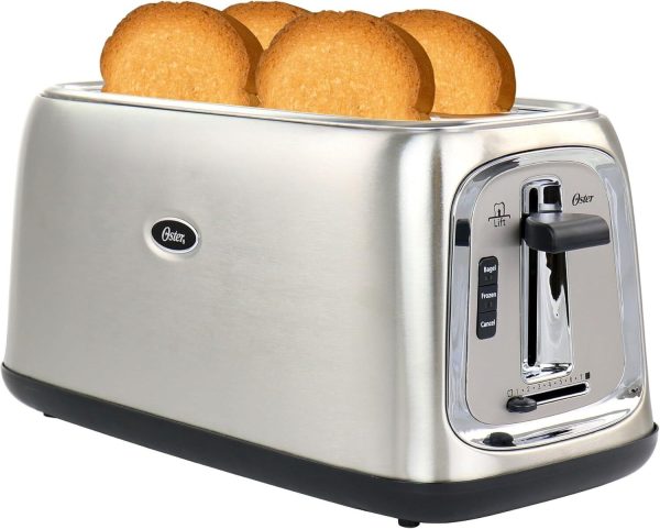 Oster 4-slice Long Slot Toaster for Bread and Bagel, Stainless Steel