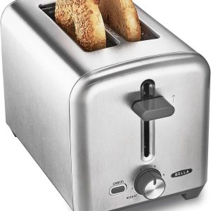 Bella Stainless Steel 2 Slice Toaster With Extra Wide Slots And Removable Crumb