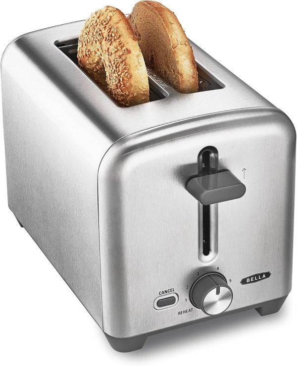 Bella Stainless Steel 2 Slice Toaster With Extra Wide Slots And Removable Crumb