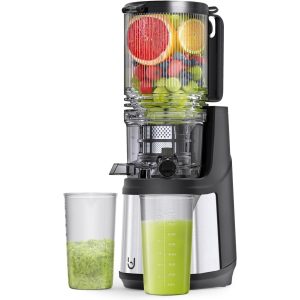 Masticating Juicer, 350W Slow Cold Press Juicer 5.8″ Extra-Large Feeding Chute