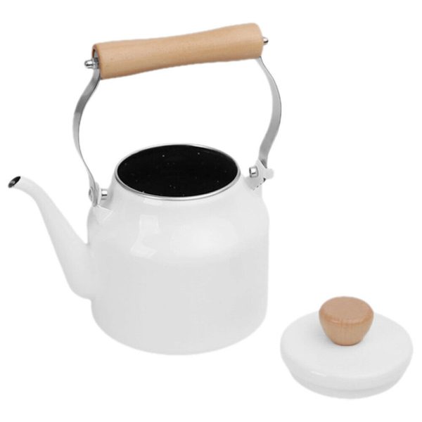 Stovetop Whistling Tea Kettle 2.5L Enamel with Wood Handle