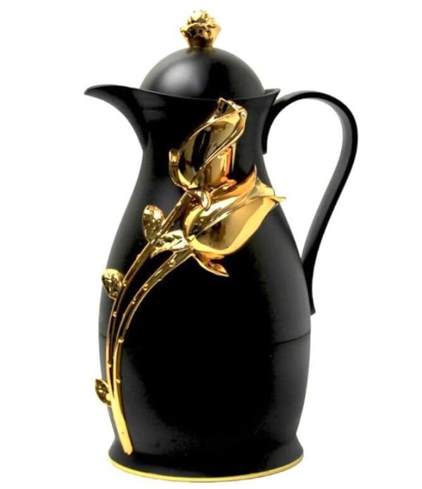 New Middle Eastern Golden Flower on Black Kettle Hot Cold Water Tea Coffee