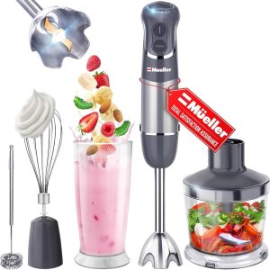 Mueller Multistick 800W 3-in-1 Immersion Blender Handheld, 12 Speed with Gray