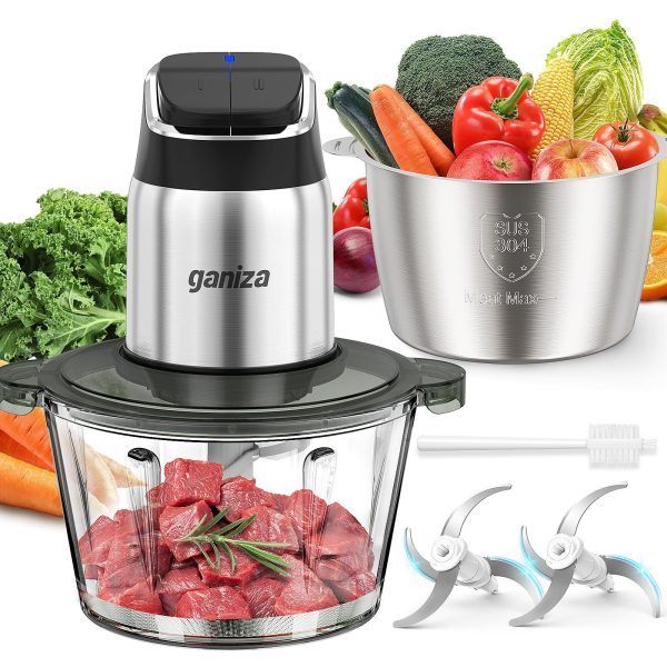 Ganiza Food Processor, 2-Speed Food Chopper Meat Grinder with 8 Cup Stainless…