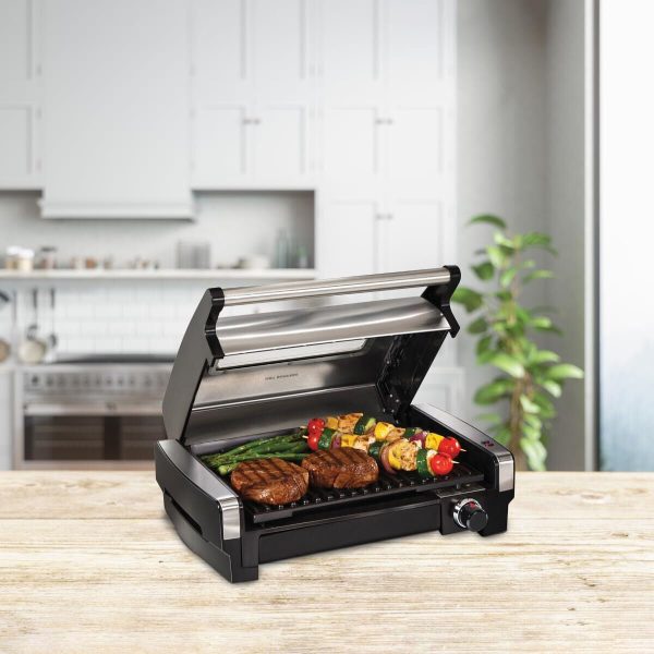 Electric Grill, up to 450F, 118 square inches, stainless steel