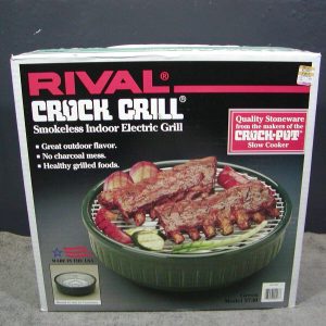 RIVAL CROCK GRILL STONEWARE SMOKELESS INDOOR ELECTRIC GRILL NEW 5730