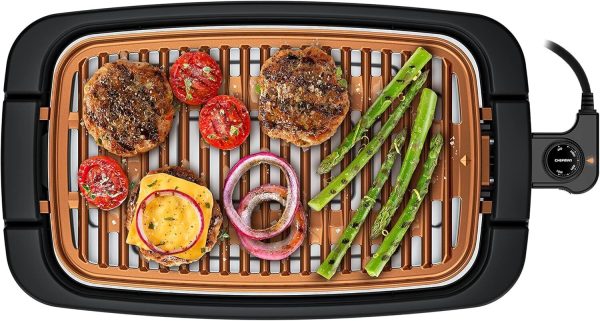 Chefman Smokeless Indoor Electric Grill, Copper, Extra Large, Nonstick Table Top