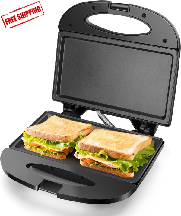 Sandwich Maker – Non-Stick Deep Grid Surface Compact Electric Grill Black