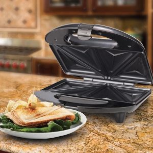 Brentwood TS-240B Non-Stick Compact Dual Sandwich Maker 750W Black & Silver NEW