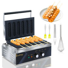 Commercial Hot Dog Waffle Stick Maker, 6PCS 1550W Waffle Baker Machine Non-Stick