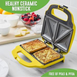 GreenLife Pro Electric Panini Press Grill and Sandwich Maker, Yellow