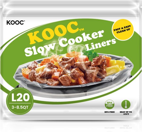 KOOC Slow Cooker Liners 13″X21″ 20 Count Large Size Christmas Cooking Bags