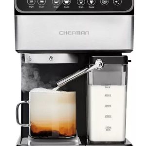 6-in-1 Espresso Machine with Built-In Milk Frother, 15-BAR Pump, Digital Disp…