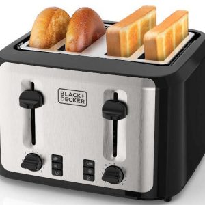 4-Slice Toaster, Black and Silver with Extra-Wide Slots