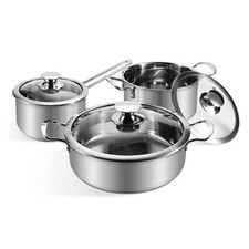 6Pcs Pots and Pans Set, Stainless Steel Pot Set, Nonstick Kitchen Cookware Se…